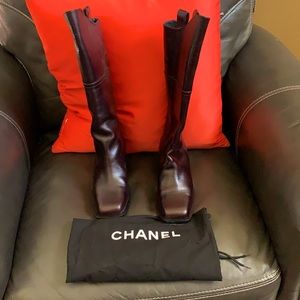 Authentic Chanel boots with boot sleeves and box. Serial number A G30170